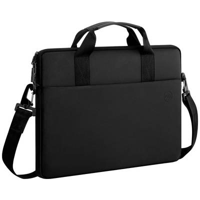 Black laptop bag with carry handles and detachable shoulder strap. Simple design, suitable for business and everyday use.
