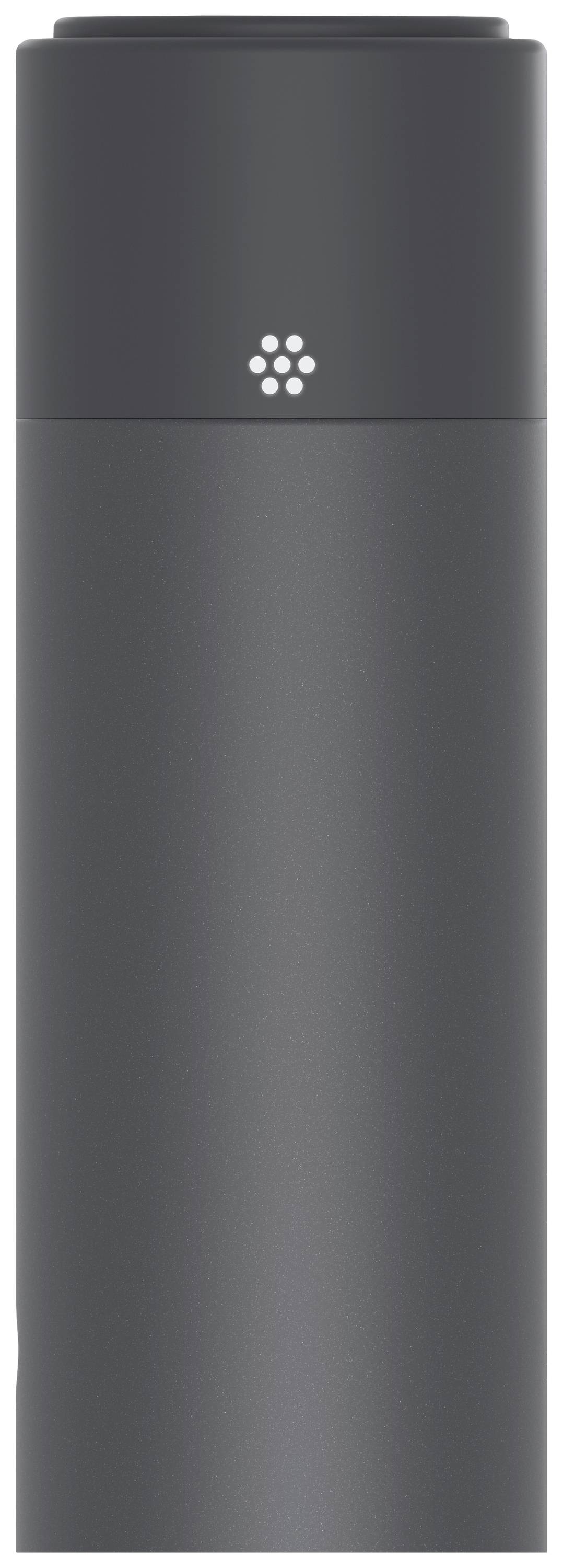 A black cylindrical speaker with a white dot pattern in the centre at the top.