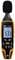 An orange and black sound level meter displays a reading of 53.3 dB on its display. A black microphone is positioned at the top.