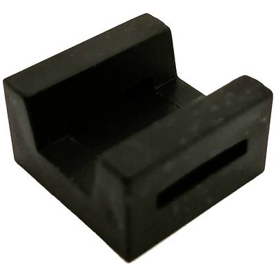 A black, rectangular plastic holder with an open top and a recess in the middle, likely for securing items.