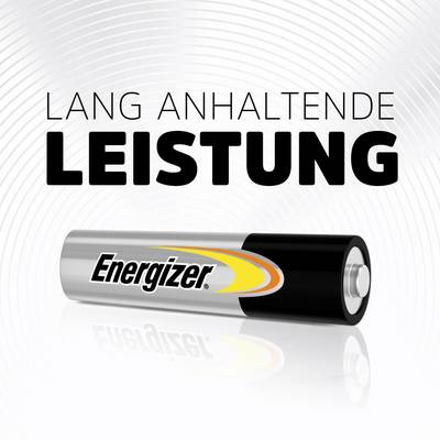 An Energizer battery lies horizontally. Above it is the text 'Long-lasting performance'. The background features wavy lines.