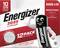 'Energizer 2025 Lithium' battery pack label. Shows a smiling battery character, '12 pack', '10 year shelf life', 'Professional Pack'.