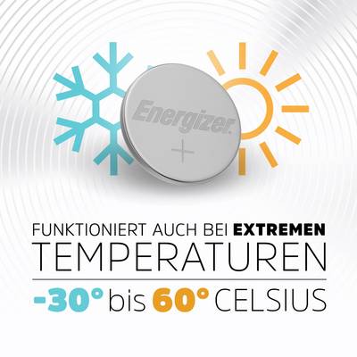 A battery cell lies between a snowflake and a sun symbol. Text: 'Operates effectively at extreme temperatures from -30 to 60 degrees Celsius'.