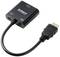 An HDMI to AV converter with an HDMI socket, a USB port for 5V DC power supply, and an audio output.