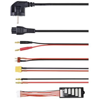 Various cable types for electronic connections, including Euro plugs and adapters with different sockets.