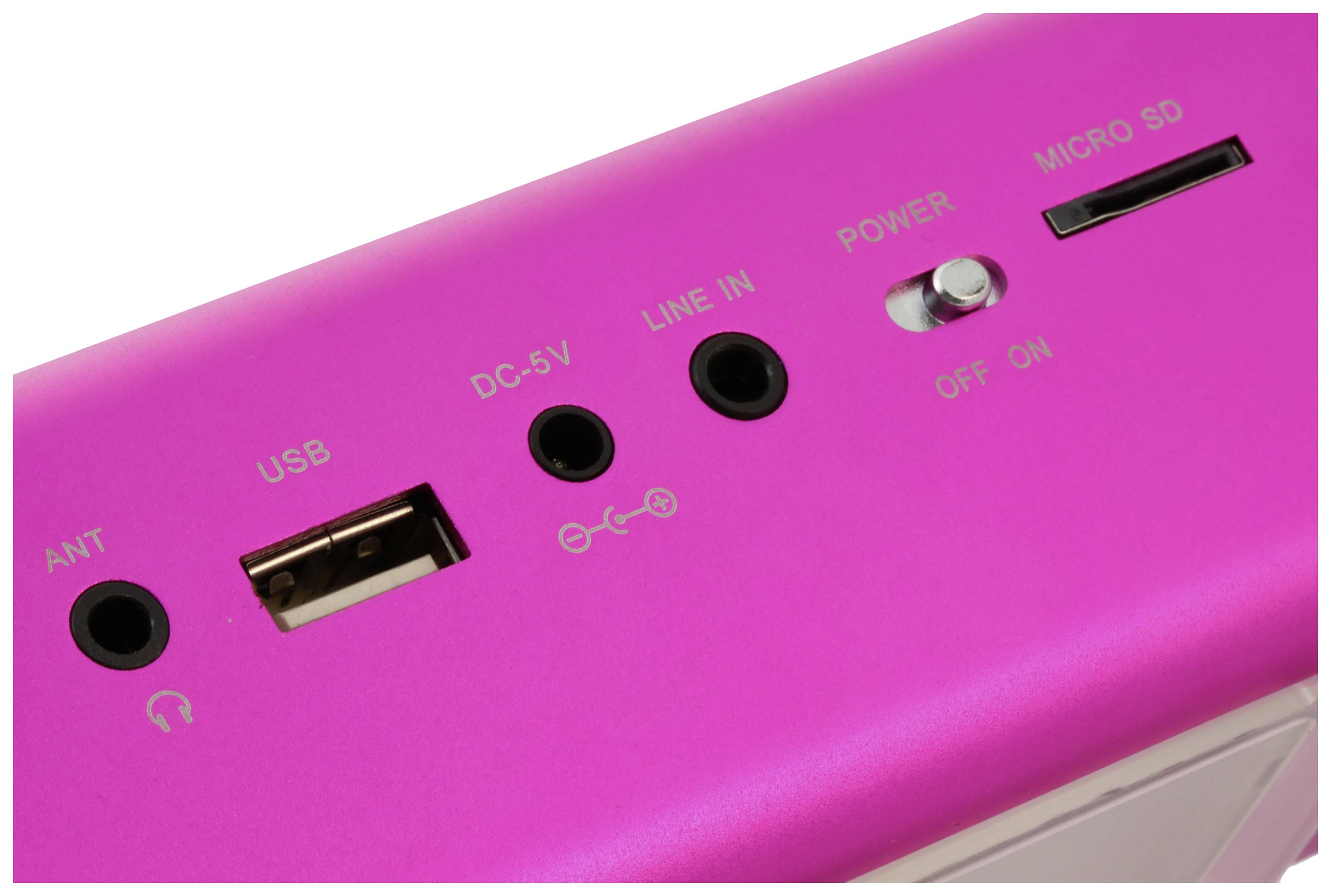 Mini speaker Music Man MA Display pink Aux, FM radio, SD, portable, USB Pink (metallic)-3