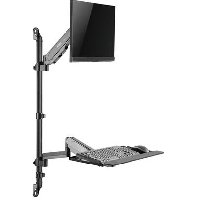 LCD Monitor Mount with Keyboard Tray, Wall-Mounted. Adjustable for Ergonomic Working While Standing or Sitting.