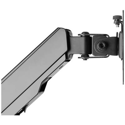 A swivel arm for a monitor, mounted on a wall bracket. The arm is adjustable and designed in a modern style.