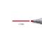 A red line marker with a line width of approximately 2 mm draws a straight line on a white surface.