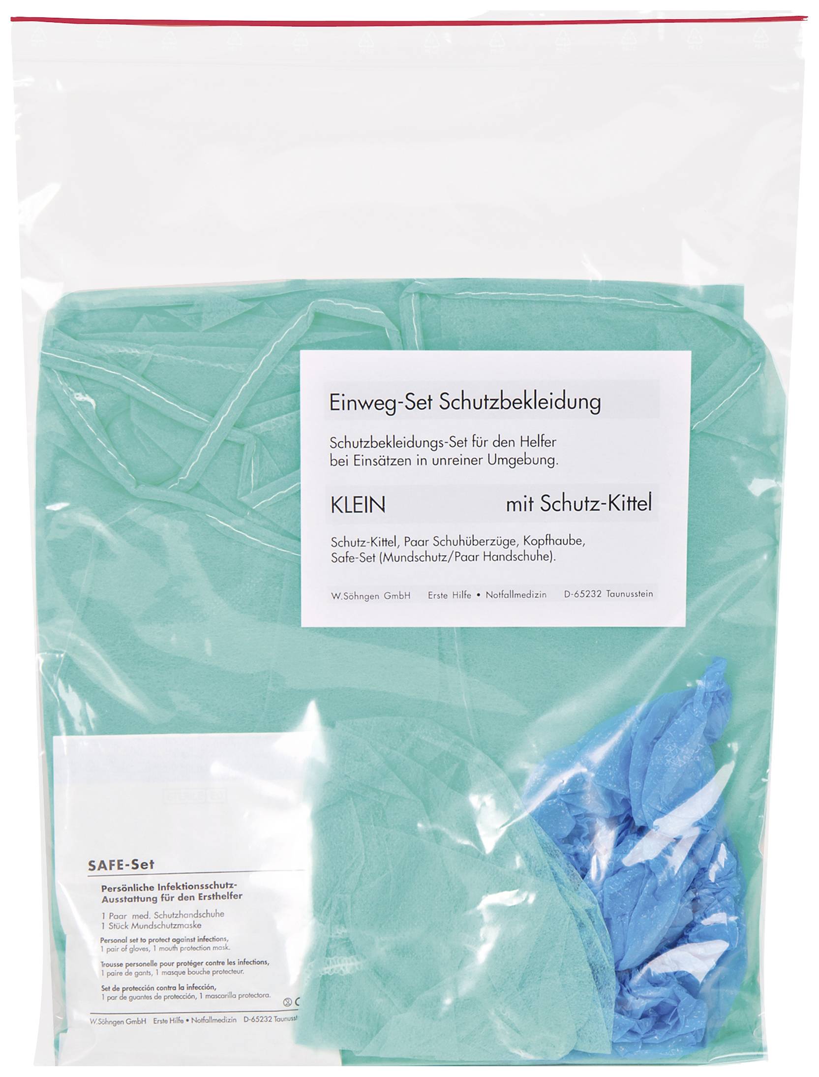 Disposable Protective Clothing Kit in Bag, includes Protective Gown, Safety Goggles, Head Cover, Overshoes, Pair of Gloves for Operations.