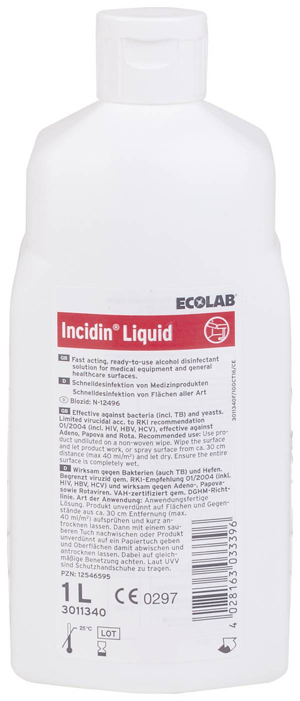 Ecolab Incidin® Liquid 1000 ml 1012088 Sanitizer 1000 ml