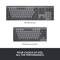 An image shows two computer keyboards. At the top is the 'MX Mechanical' and below it the smaller 'MX Mechanical Mini'. Underneath it reads: 'The size of your choice. Full performance.'