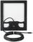 A black device for tablets or e-readers with a stand and a long USB-C cable.