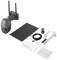 Solar-powered security camera kit with solar panel, cables, mounting brackets, and installation hardware. Components for easy installation shown.