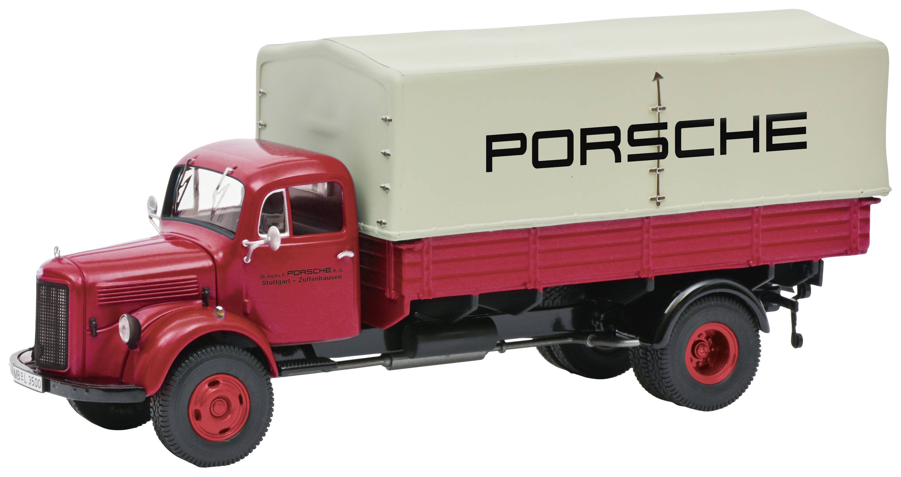 Image of Schuco 452667800 H0 HGV Mercedes Benz L3500, Porsche