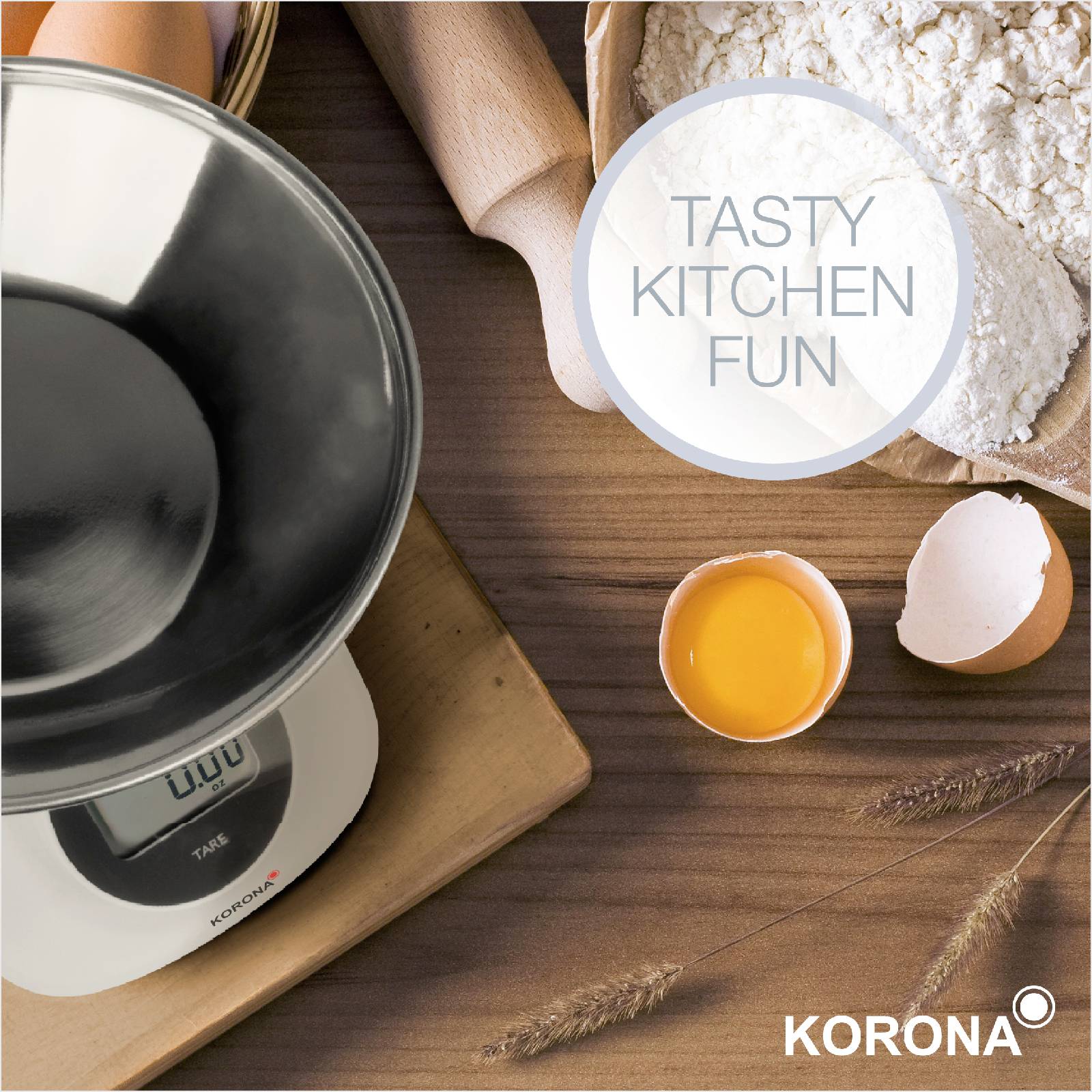 Korona CLEO Kitchen scales Digital + weighing tray Weight range=5 kg White grey 190 x 135-3