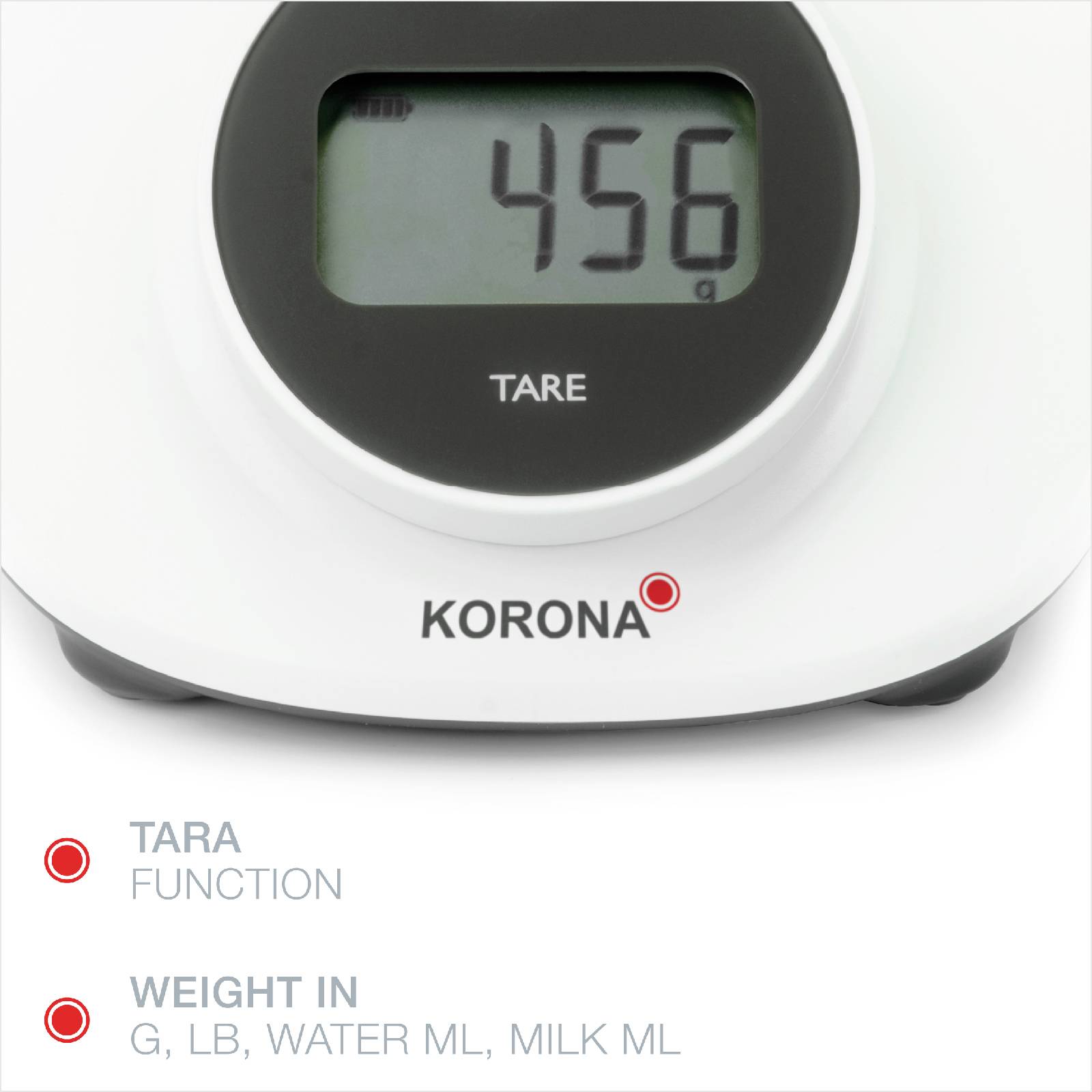 Korona CLEO Kitchen scales Digital + weighing tray Weight range=5 kg White grey 190 x 135-4