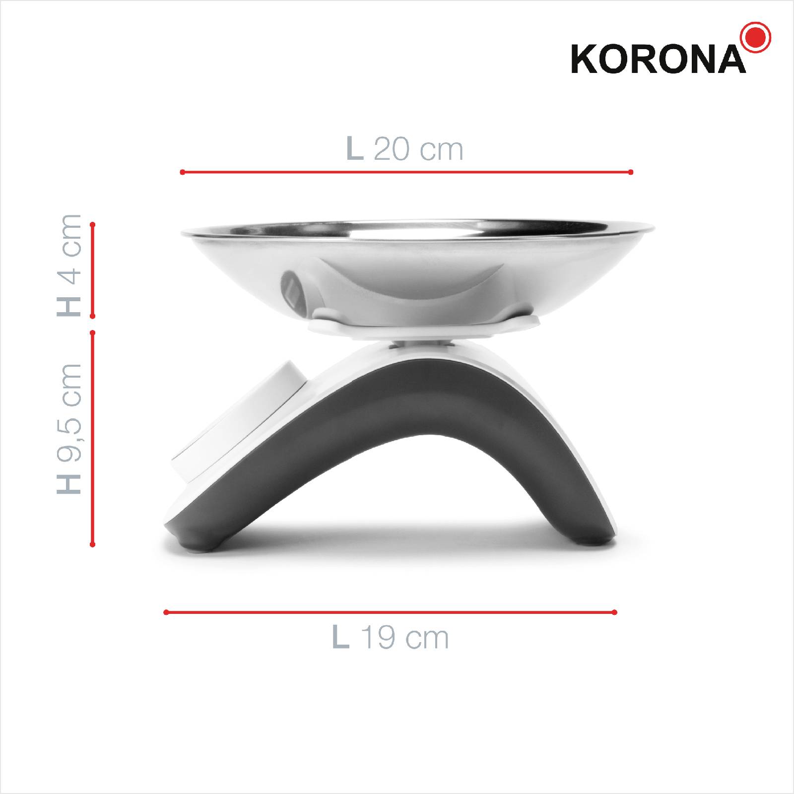Korona CLEO Kitchen scales Digital + weighing tray Weight range=5 kg White grey 190 x 135-7