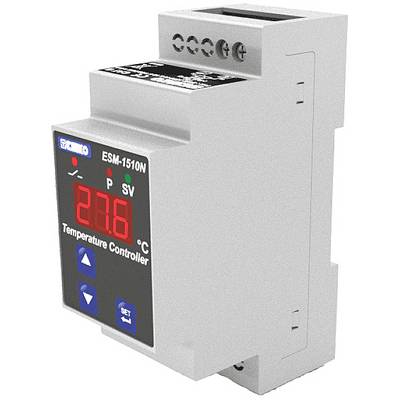 Temperature controller with digital display showing '28.6 °C'. Buttons below for adjustment. Model number 'ESM-1510N' in top left corner.