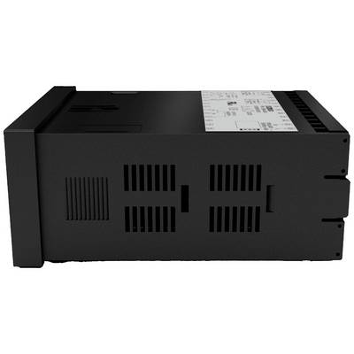 Black electronic device with multiple ventilation slots on the side, suitable for use in industrial environments.