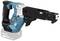 Battery-powered screwdriver with ergonomic handle, navy blue and black, ideal for construction projects.
