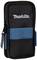 Black Makita tool bag with zip fastener and blue stripe, suitable for storing tool accessories or small parts.