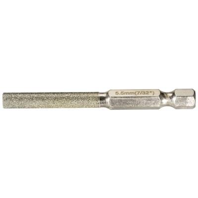 Drill bits with a marked diameter of 5.5 mm and 7/32 inches, suitable for precise drilling.