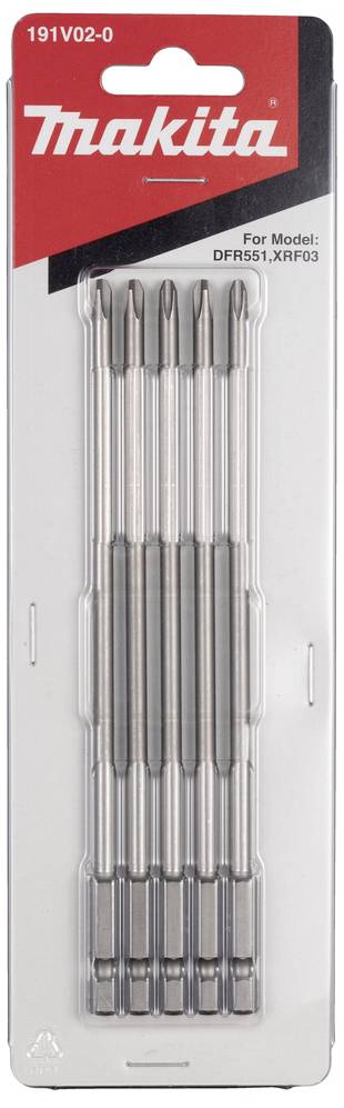 Makita packaging with six screwdriver bits for model DFR551, XRF03.