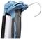 A blue, robust hook on an electric tool, presumably for hanging or securing another component.