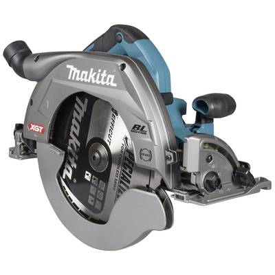 Electric circular hand saw with a silver casing and black handle. The saw has a large round silver cutting head.
