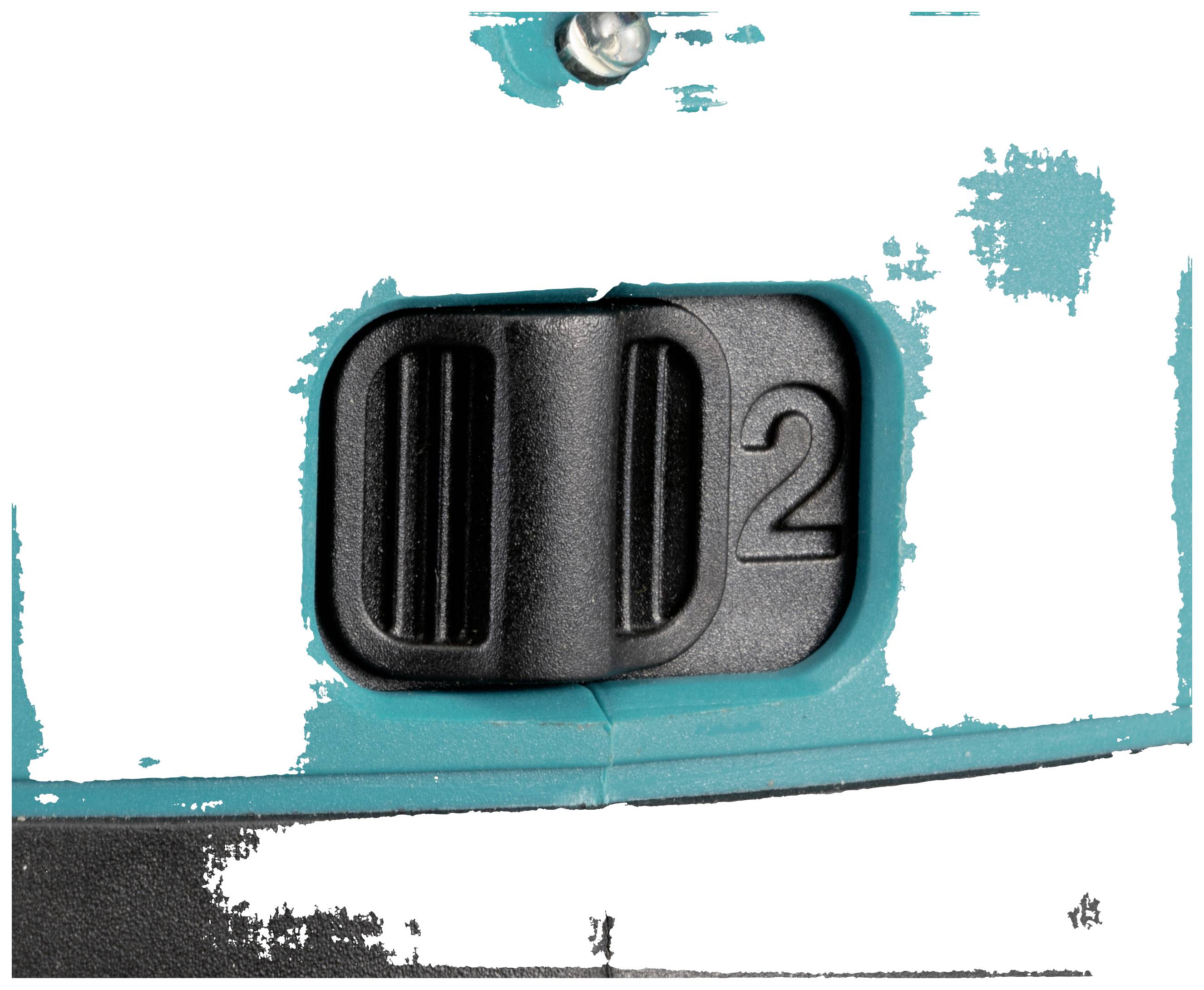 Close-up of a switch on a device, marked with the number '2', surrounded by a blue and white surface.