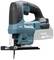 Acoustic saw in turquoise and black. Marking: 'Makita', '18V'. Suitable for precise woodworking and metalworking with cordless design.