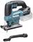 'Acoustic Saw with Accessories. Blue-black design, battery-powered. Suitable for precise cuts in wood or metal.'