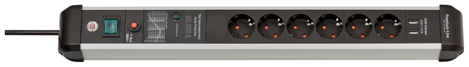Brennenstuhl 1391010610 Surge protection power strip Silver-black PG connector 1 pc(s)