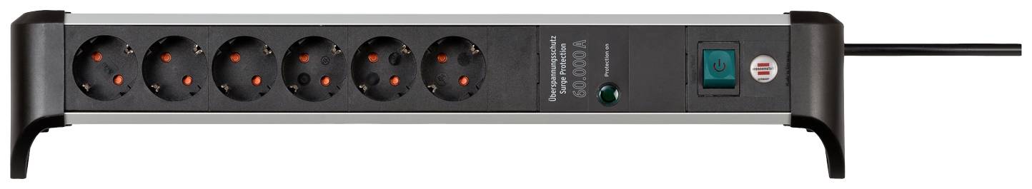 Eight-way extension socket with an on/off switch, suitable for powering multiple electrical devices.