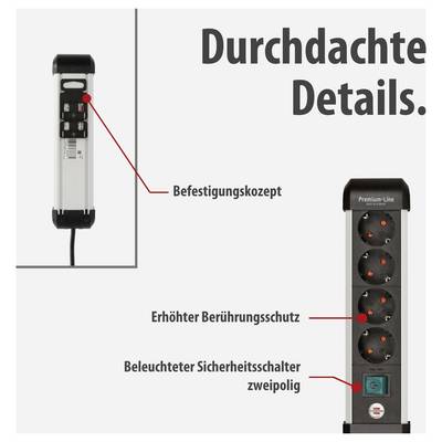 Brennenstuhl 1391030400 Power strip (+ switch) Silver, Black PG connector 1 pc(s)-3