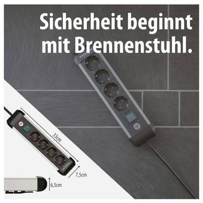 Brennenstuhl 1391030400 Power strip (+ switch) Silver, Black PG connector 1 pc(s)-6