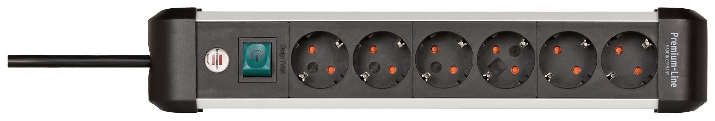 Six-way power strip with on/off switch, suitable for extending electrical connections.