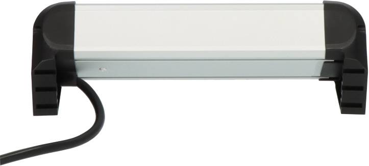 A rectangular LED light with a black cable, enclosed in a black housing.