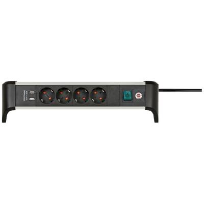 Brennenstuhl 1391040410 Power strip (+ switch)  Silver-black PG connector 1 pc(s)