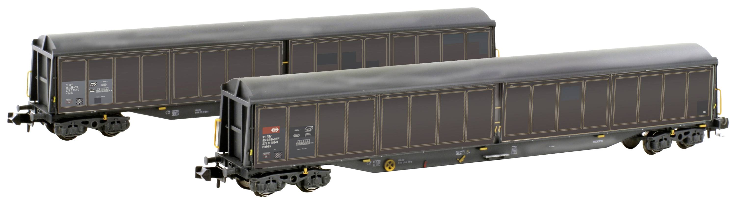 Image of Hobbytrain H23440 N 2er set sliding wall wagon Habils of SBB