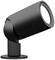 A black, cylindrical LED spotlight on an adjustable mount, shown from the side, for use in outdoor or indoor areas.