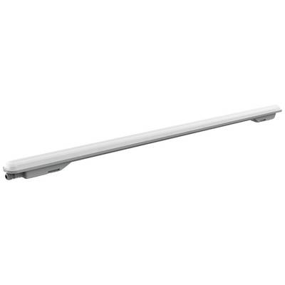 LED tube light in an elongated form, suitable for ceiling mounting in indoor spaces. It has a grey housing section.