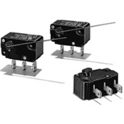 'Three black microswitches with three terminals, shown in different positions.'