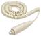 A cream-coloured, spiral telephone cord with a handset, designed for analogue telephones or similar devices.