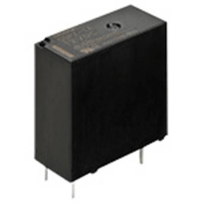 A rectangular black electronic component with multiple metal pins on the underside, likely a relay or capacitor.