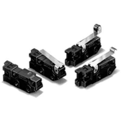Four black micro switches with levers in different positions.