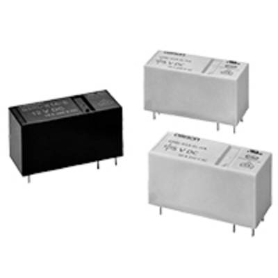 Three electronic relays of different sizes, two white and one black. They are used for switching electrical circuits.