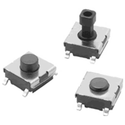 Three rectangular micro-switches with black buttons and silver casings, depicted on a white background.