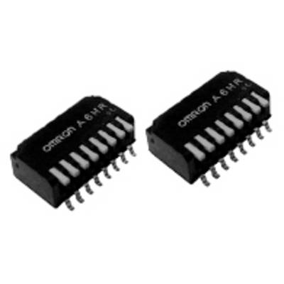 Two black electronic chips with white pins, both labelled 'Omron A6HR', are lying side by side.